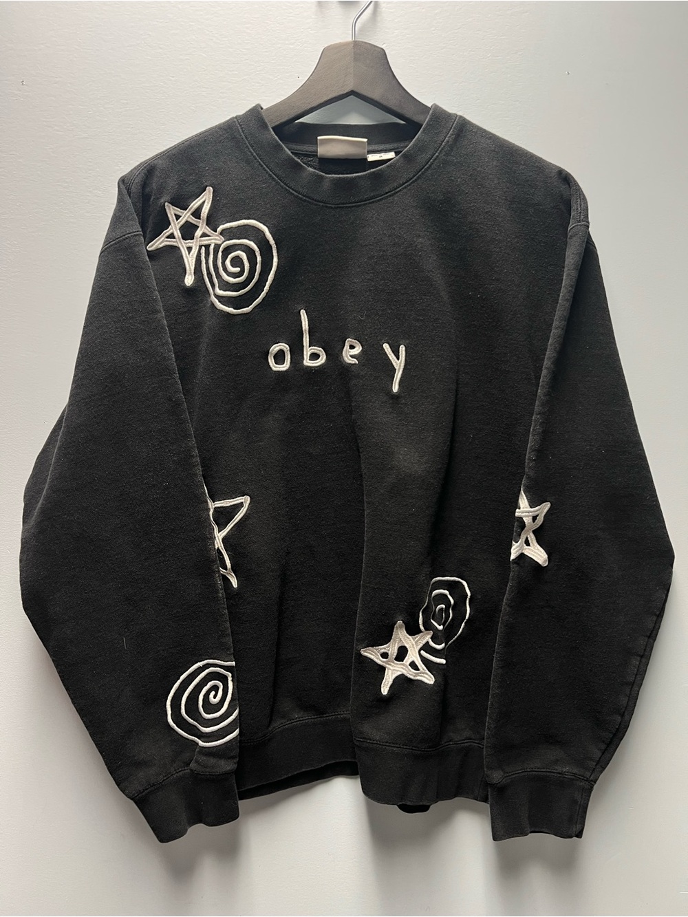Obey Black Graphic Crewneck Sweatshirt Women's Medium